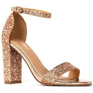 Champagne Glitter Sandal Heels